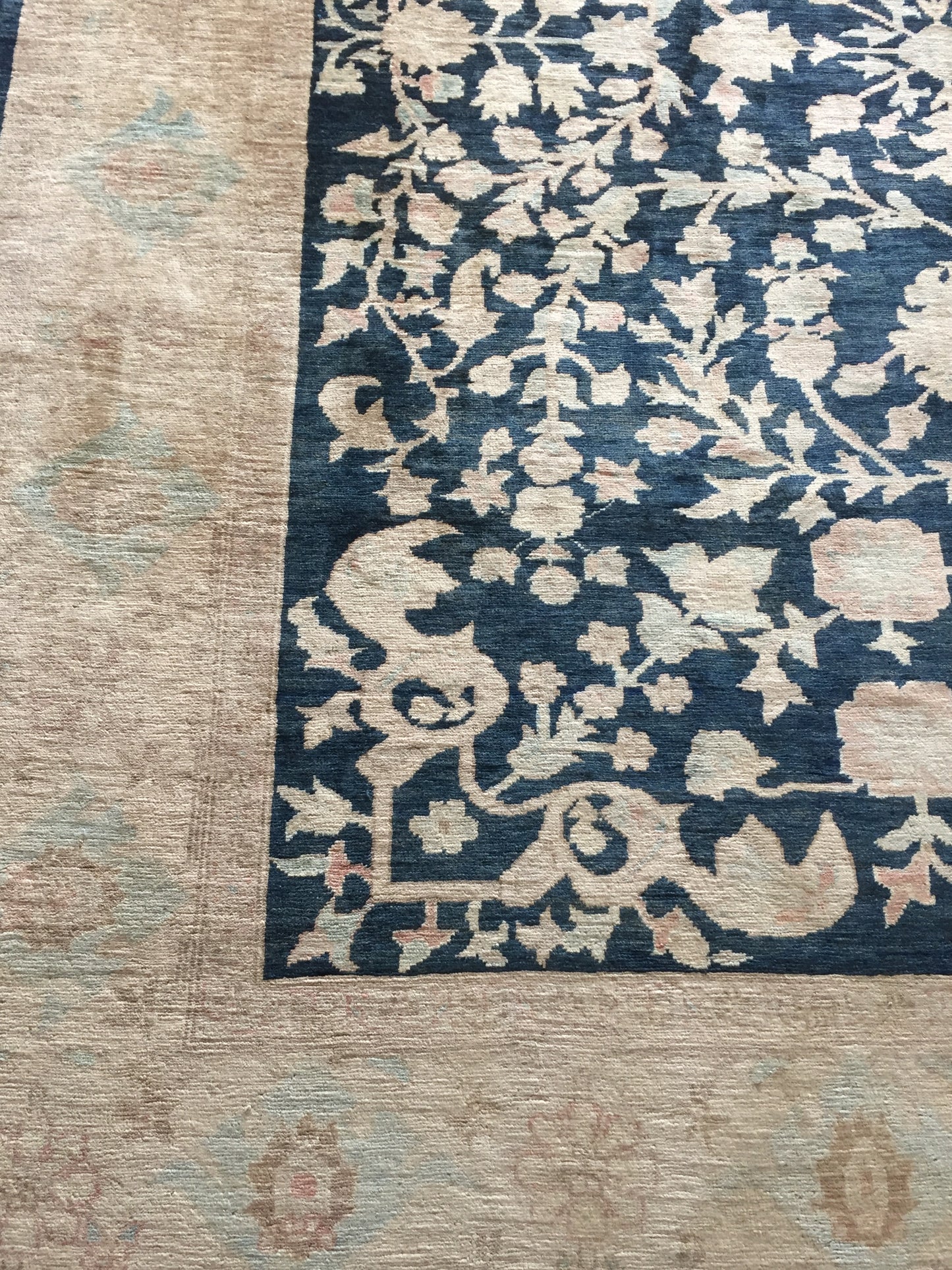 Teppich Afghan Ziegler Handgeknüpfte Orient Saphire Beige Blau