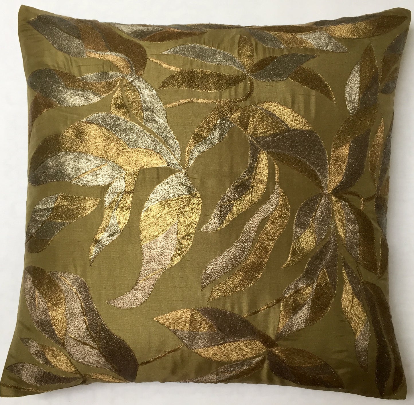 Anke Drechsel Kissen Haute Couture Olive Grün Metallic Bestickt Seide