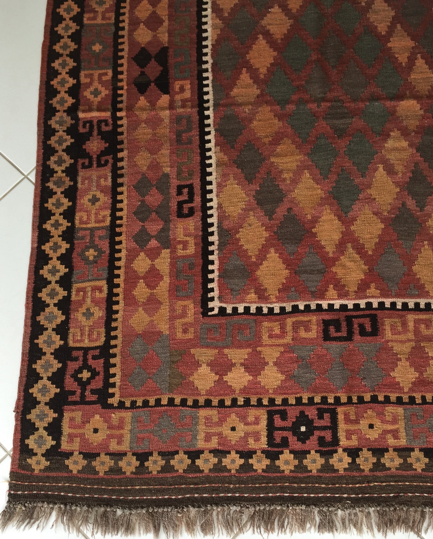 Teppich Kelim Exklusive Alte Original Afghan Handgewebte Maimana Orange Beige