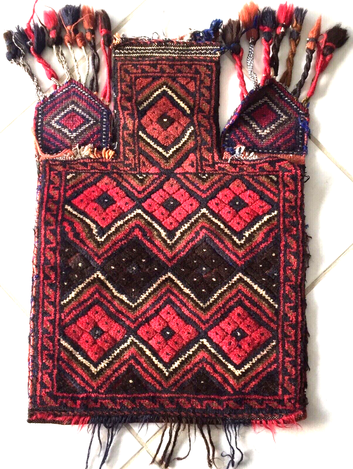 Antique Afghan Baluch Nomadic Salt Bag – Handwoven Kelim Carpet