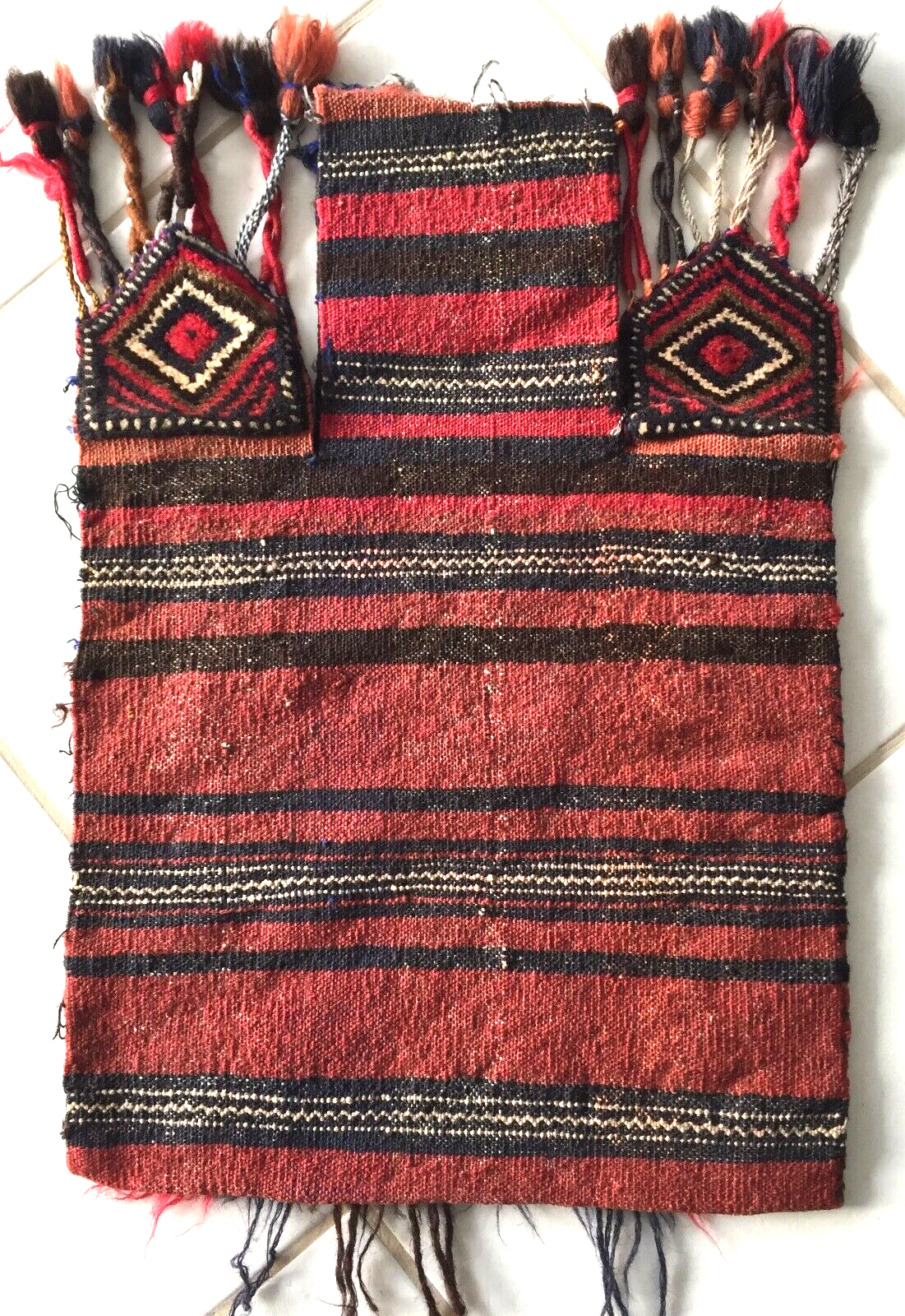 Antique Afghan Baluch Nomadic Salt Bag – Handwoven Kelim Carpet