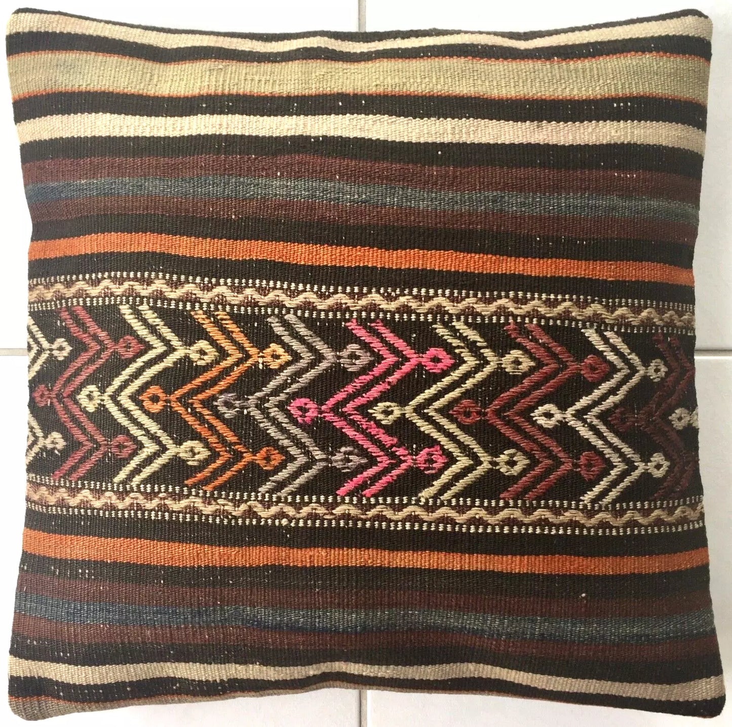 Vintage Kilim Cushion – Handwoven Oriental Nomadic Pillow