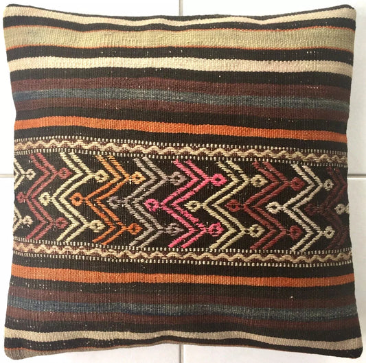 Vintage Kilim Cushion – Handwoven Oriental Nomadic Pillow