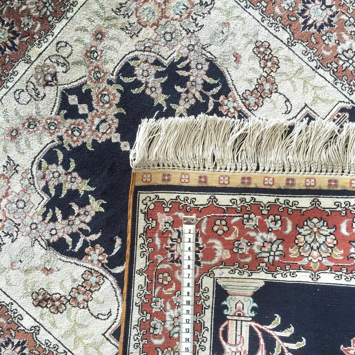 Exquisite Hand-Knotted Chinese Silk Carpet – Double Knotted