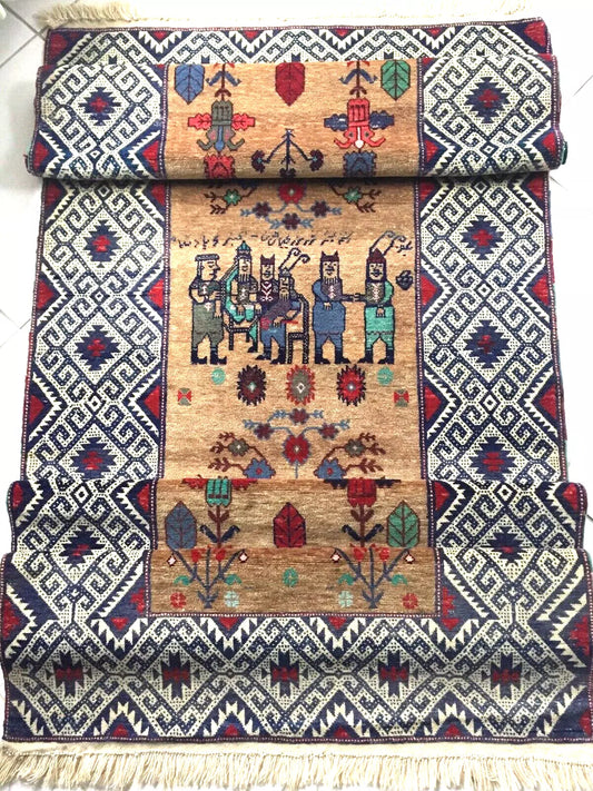 Antique Afghan Baluch Rostam Zal Rug – Unique Nomadic Collector's Piece