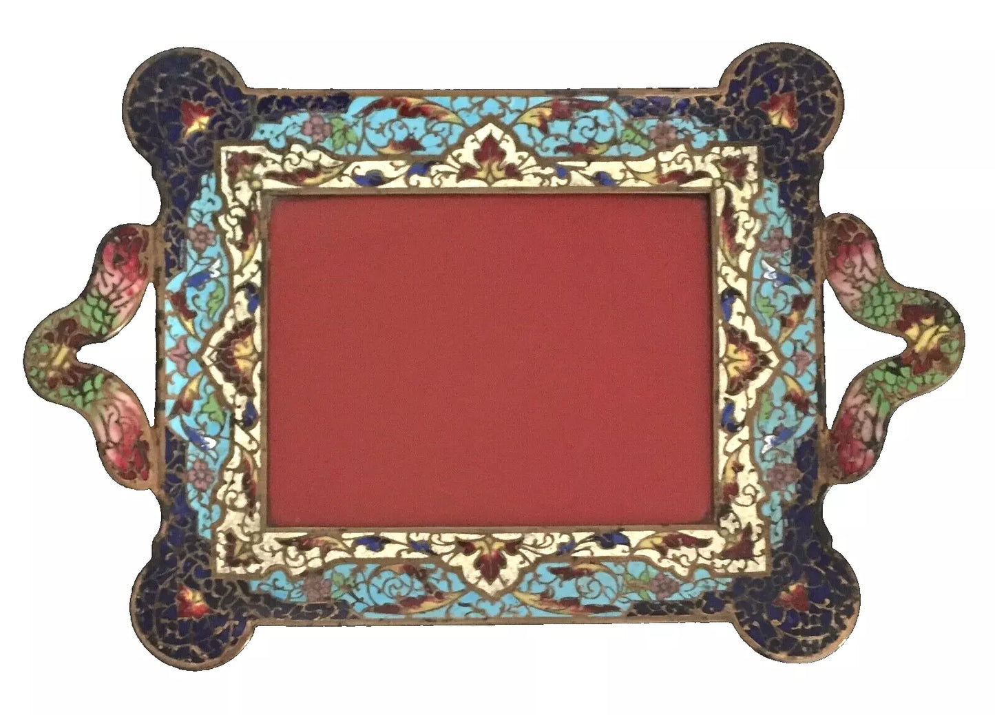 Rare Antique French Cloisonné Enamel Brass Tablet / Picture Frame – Circa 1900