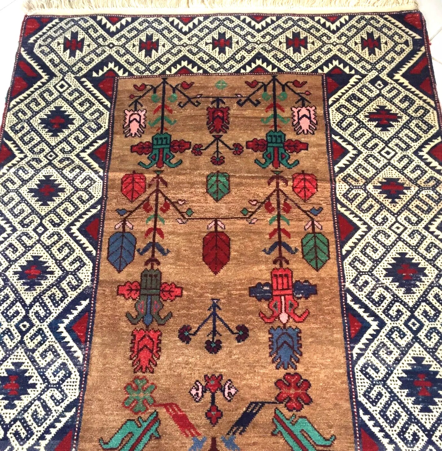 Antique Afghan Baluch Rostam Zal Rug – Unique Nomadic Collector's Piece