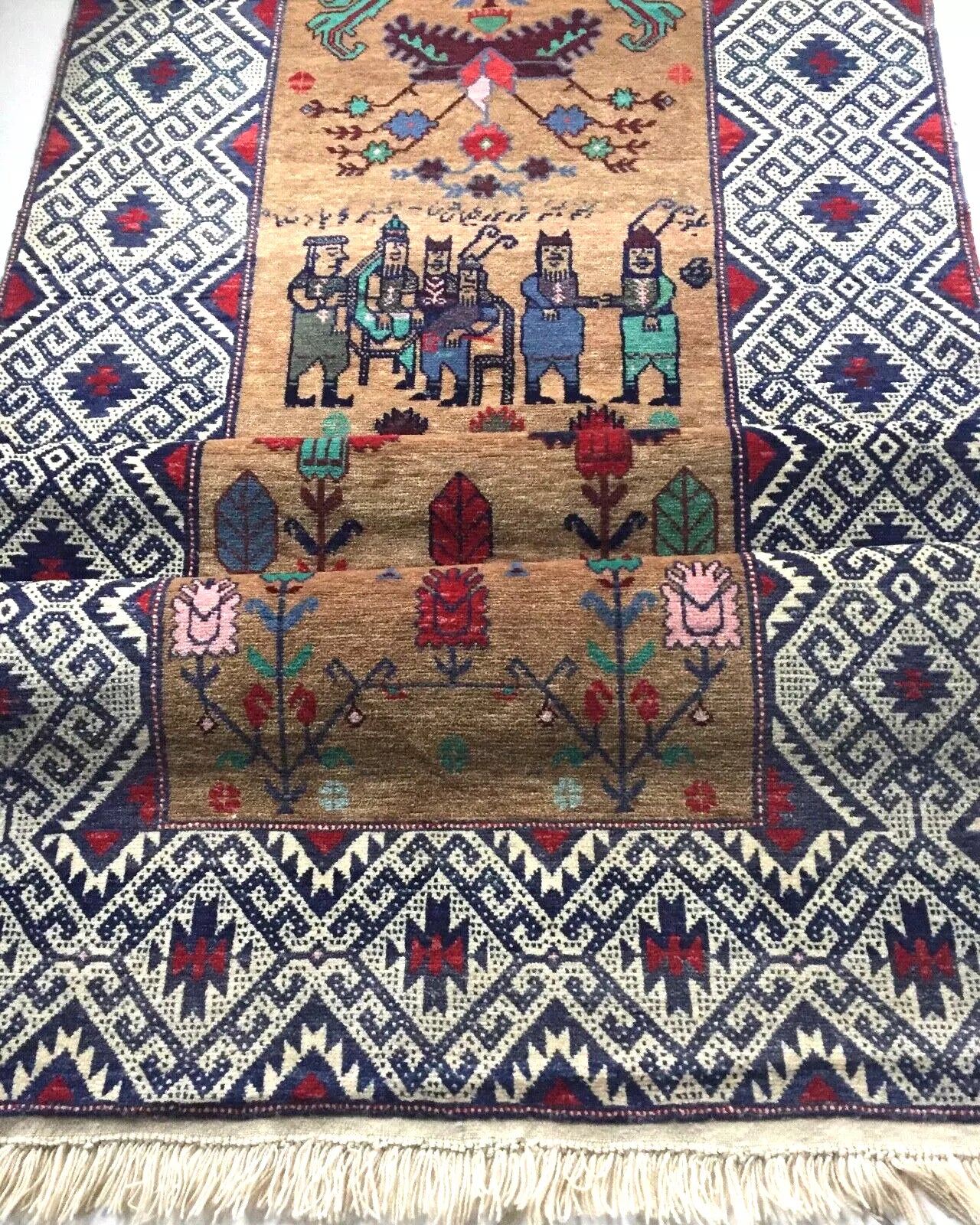 Antique Afghan Baluch Rostam Zal Rug – Unique Nomadic Collector's Piece