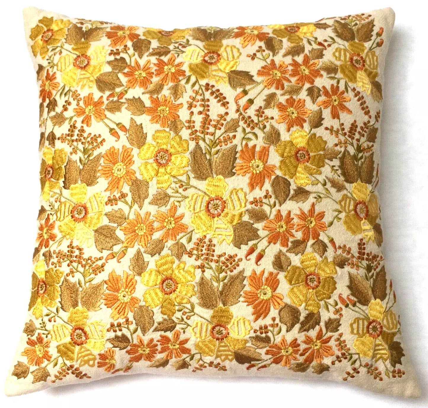 Anke Drechsel "MABEL" Yellow Tussah Silk Embroidered Pillow