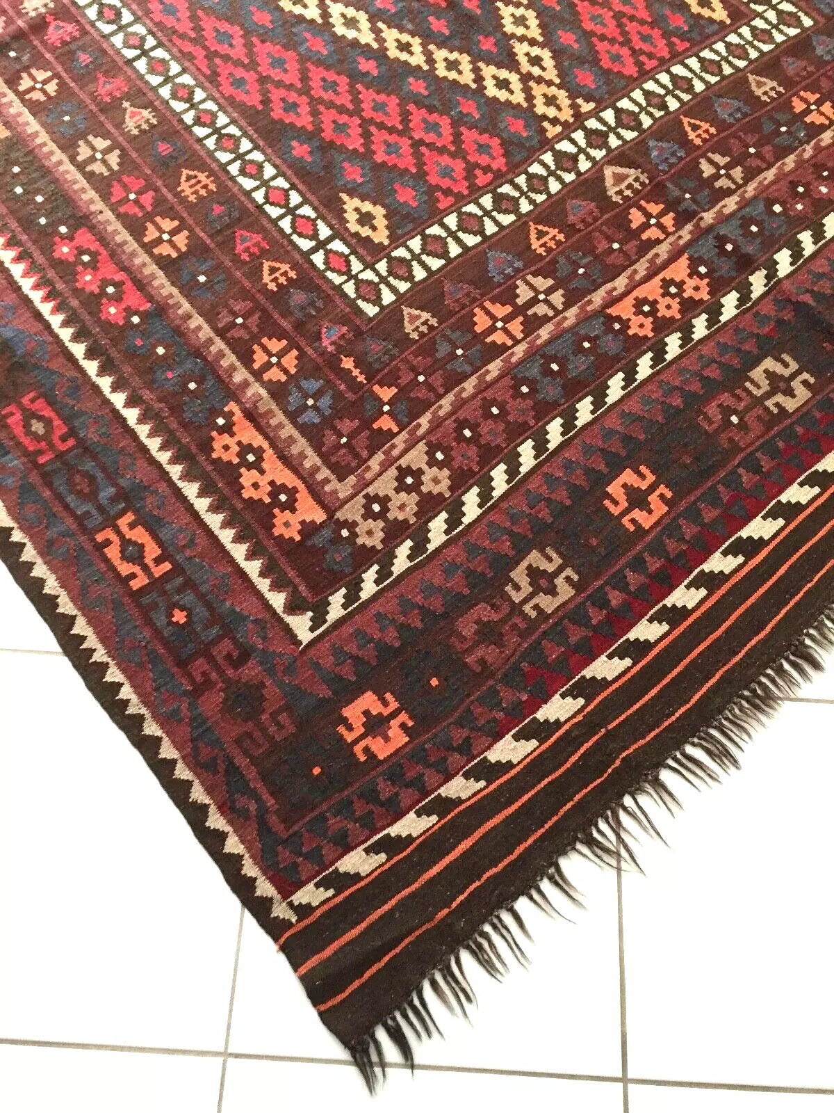 Original Old Afghan Uzbek, Turkmen Nomadic Special Maimana Kilim (Around 1900)