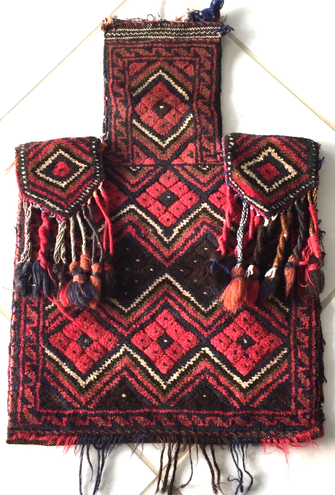 Antique Afghan Baluch Nomadic Salt Bag – Handwoven Kelim Carpet