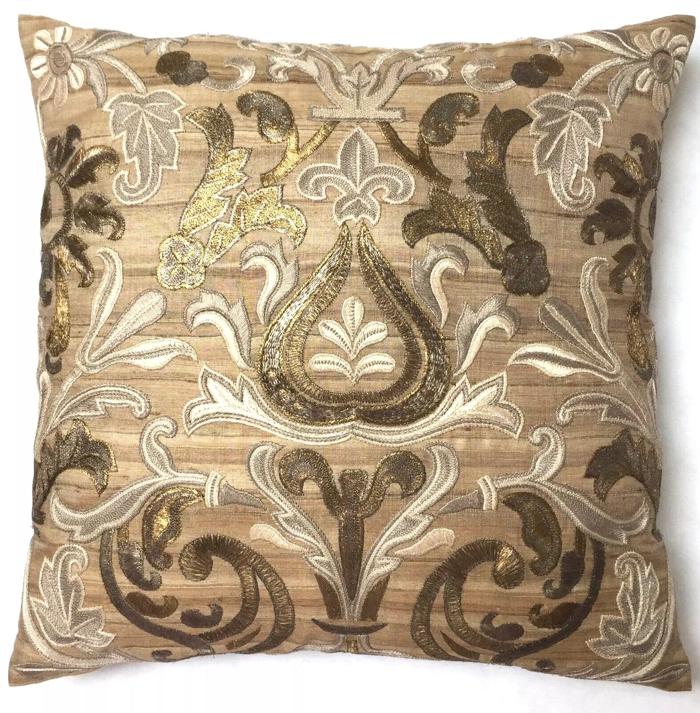 Anke Drechsel Haute Couture Cushion – Hand-Embroidered Silk & Metallic Threads