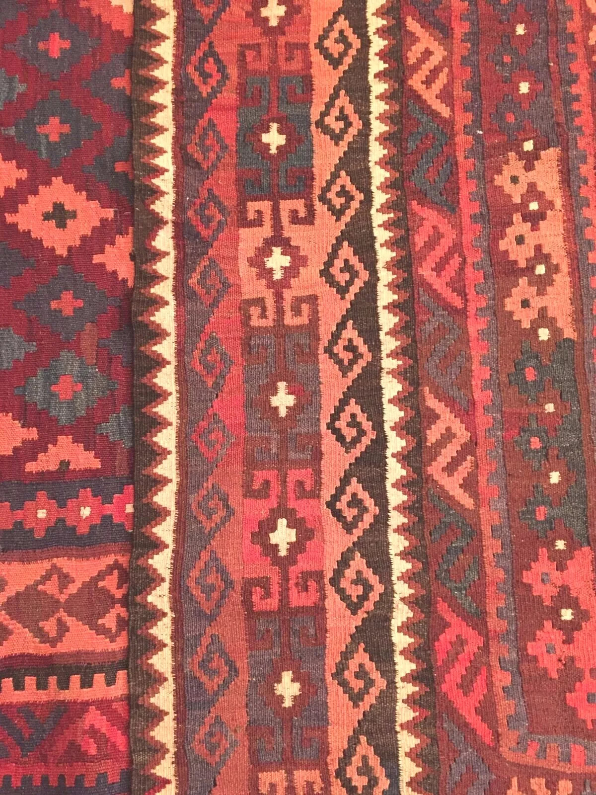 Afghan Kilim - Old Nomadic Maimana Rug, Handwoven by Uzbeks & Turkmens