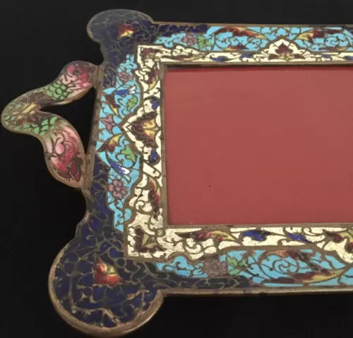 Rare Antique French Cloisonné Enamel Brass Tablet / Picture Frame – Circa 1900