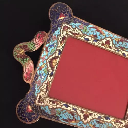 Rare Antique French Cloisonné Enamel Brass Tablet / Picture Frame – Circa 1900