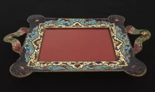 Rare Antique French Cloisonné Enamel Brass Tablet / Picture Frame – Circa 1900