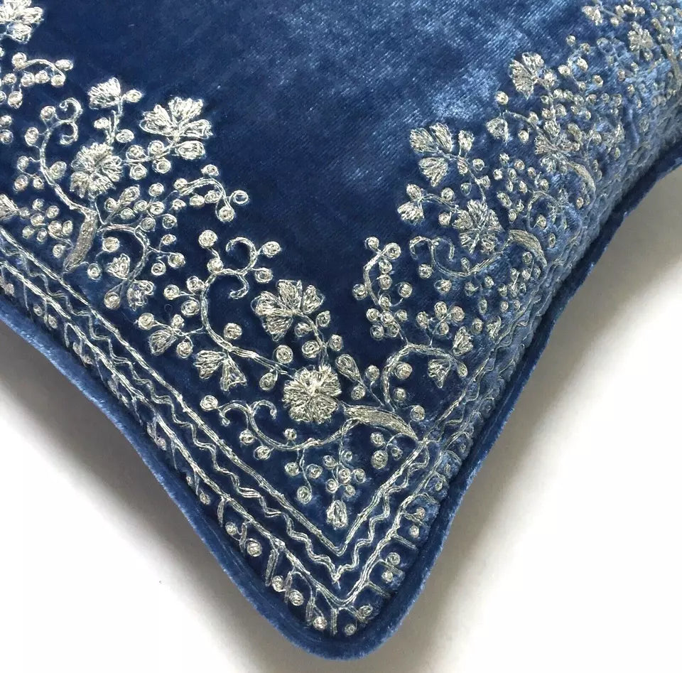 Masterpiece Pillow: JAMILA M FRAME Cobalt Silver Metallic